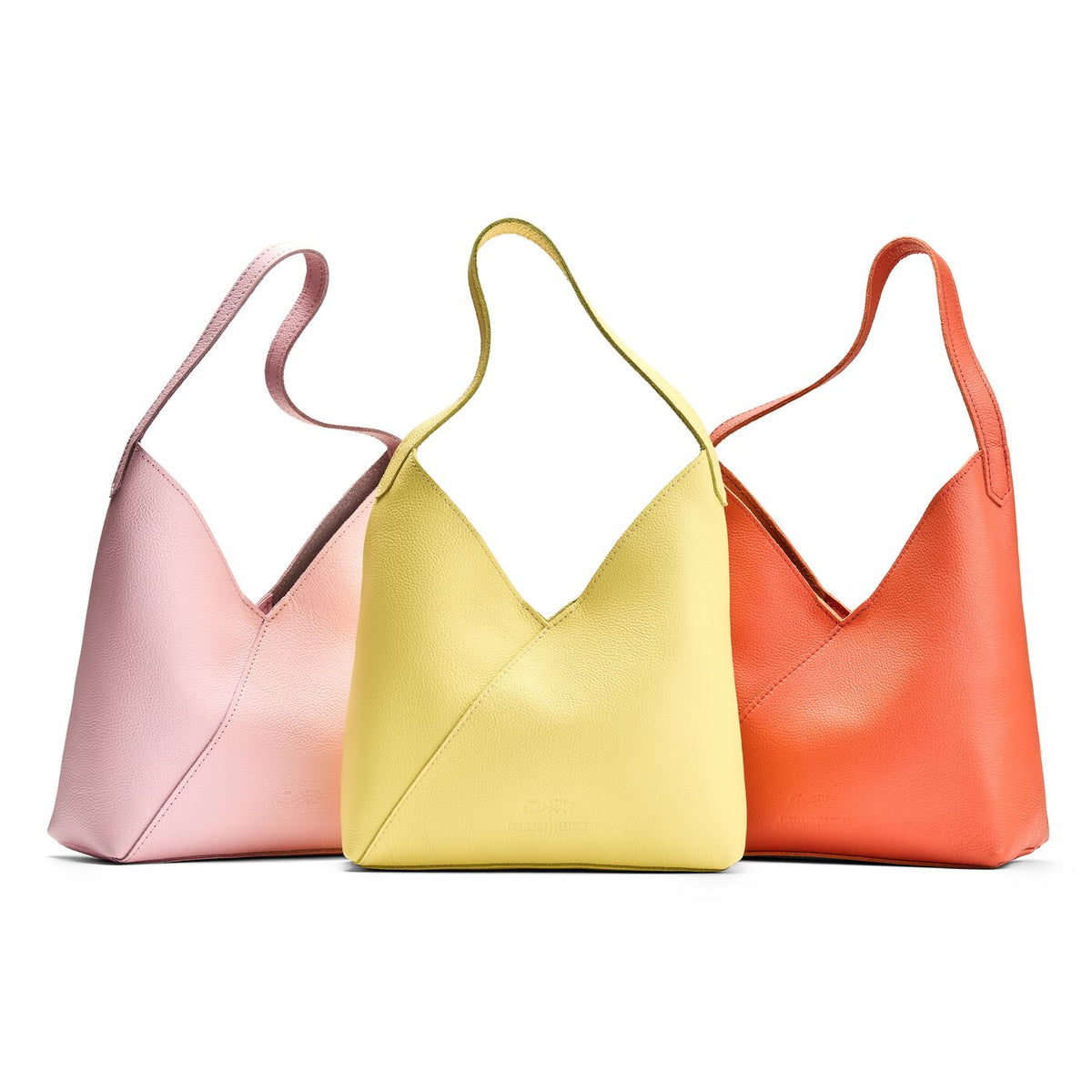 All Variants | Three mid-size shoulder bags with magnetic snap closure