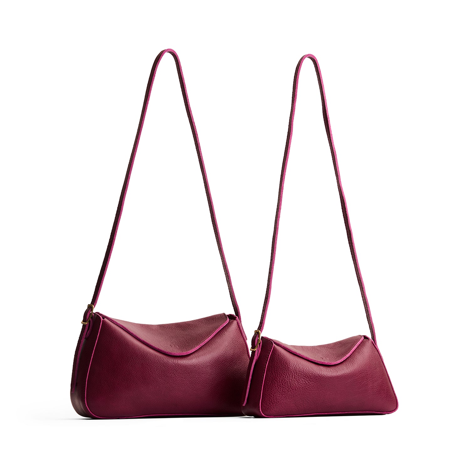 Orchid | Size comparison image of small and medium Neruda Crossbody