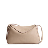 Oatmilk Medium | Leather Crossbody with a flap and magnetic closure