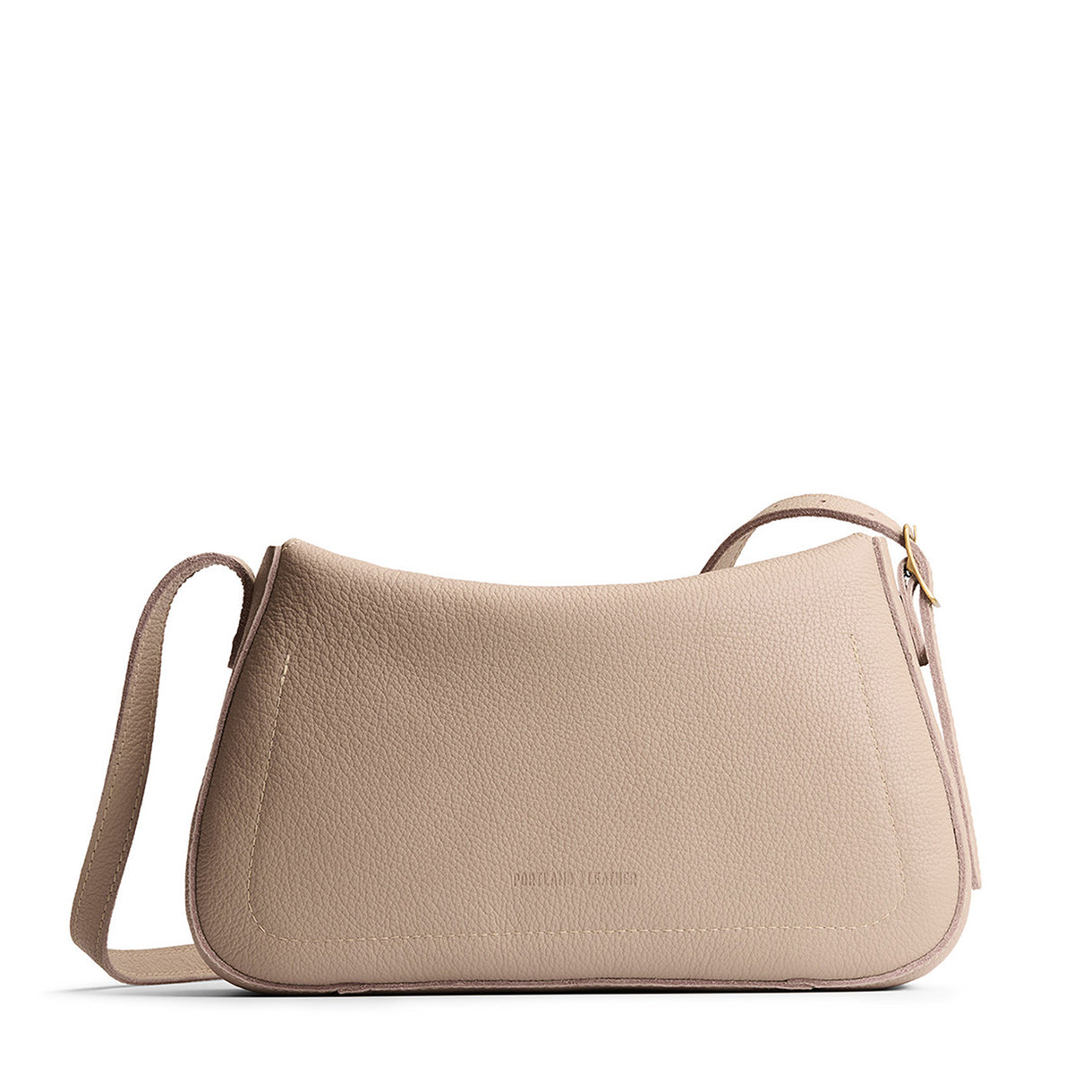 Oatmilk*Medium | Leather Crossbody with a flap and magnetic closure