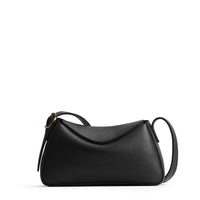 Pebbled--black*Small | Leather Crossbody with a flap and magnetic closure