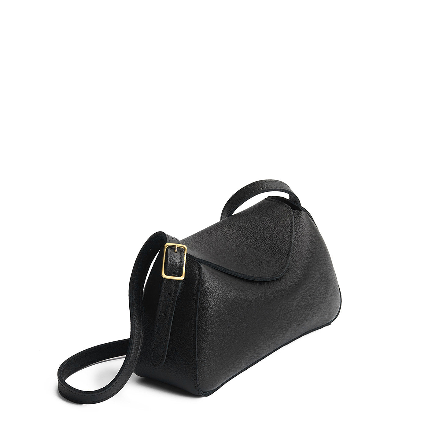 Pebbled--black*Small | Leather Crossbody with a flap and magnetic closure