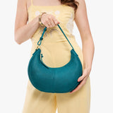 Aquarius Small | Crescent shaped shoulder bag with zipper closure and adjustable strap