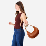 Honey Small | Crescent shaped shoulder bag with zipper closure and adjustable strap