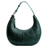 Forest Green Large | Crescent shaped shoulder bag with zipper closure and adjustable strap