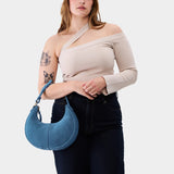 Mariner Blue Classic | Crescent shaped shoulder bag with zipper closure and adjustable strap