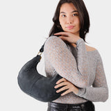 Peppercorn Small | Crescent shaped shoulder bag with zipper closure and adjustable strap