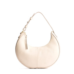 Bone*Small | Crescent shaped shoulder bag with zipper closure and adjustable strap