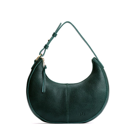 Forest Green*Large | Crescent shaped shoulder bag with zipper closure and adjustable strap