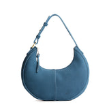Mariner Blue Small | Crescent shaped shoulder bag with zipper closure and adjustable strap