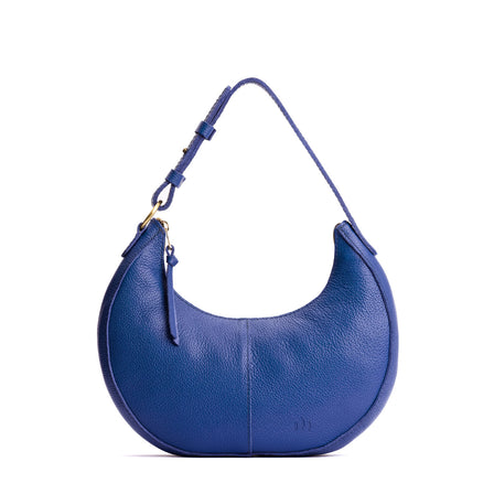 Molino Blue*Large | Crescent shaped shoulder bag with zipper closure and adjustable strap