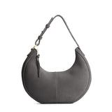 Smoke Grey Small | Crescent shaped shoulder bag with zipper closure and adjustable strap