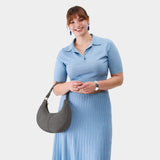 Smoke Grey Classic | Crescent shaped shoulder bag with zipper closure and adjustable strap