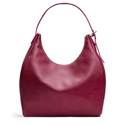 Orchid*Oversized | U-shaped, flat-bottomed leather shoulder bag with adjustable strap