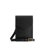 Black | Slim, phone-shaped crossbody purse with magnetic closure