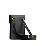 Black | Slim, phone-shaped crossbody purse with magnetic closure