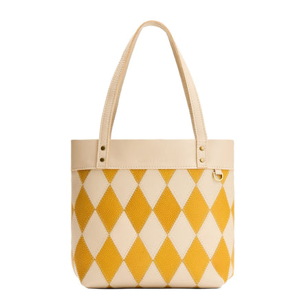 Sun Glaze*Medium*Classic | Leather tote bag with riveted straps and exterior key loop