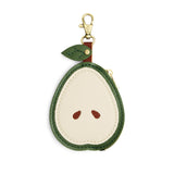 Pear | A pear-shaped leather pouch keychain with zipper and lobster clasp