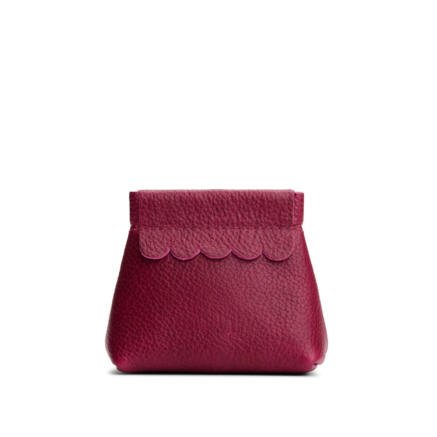 Orchid | Leather coin pouch with scalloped edge and three Portland leather tree emblems
