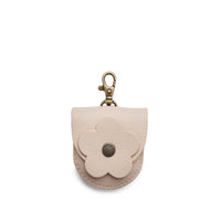 Pebbled Bone | U shaped pouch with leather flower applique