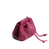 Orchid | Small leather pouch with leather drawstring closure and lobster claw clasp