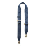 Arctic Depth | Leather and webbing strap with repeating PLG lettering on a white background