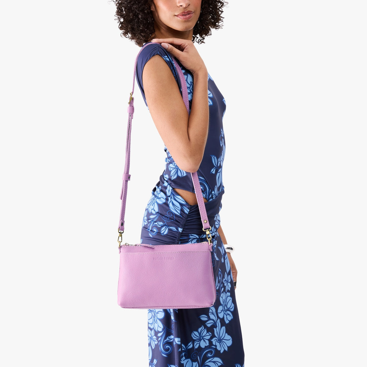 Calla Lily*Small | Zip top crossbody bag with detachable strap