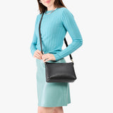 Pebbled--black Small | Zip top crossbody bag with detachable strap