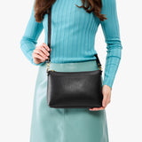 Pebbled--black Small | Zip top crossbody bag with detachable strap