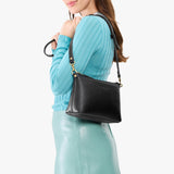 Pebbled--black Small | Zip top crossbody bag with detachable strap