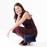 Cobalt Small | Zip top petite crossbody bag with detachable strap