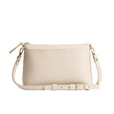 Pebbled Bone Small | Zip top petite crossbody bag with detachable strap