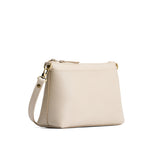 Pebbled Bone Small | Zip top petite crossbody bag with detachable strap