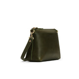 Pebbled Olive Small | Zip top petite crossbody bag with detachable strap