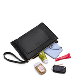 Black Small | Wristlet pouch with front pocket and zipper closure