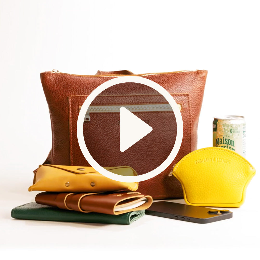 ANY*Small | infographic Small square slim leather tote backpack