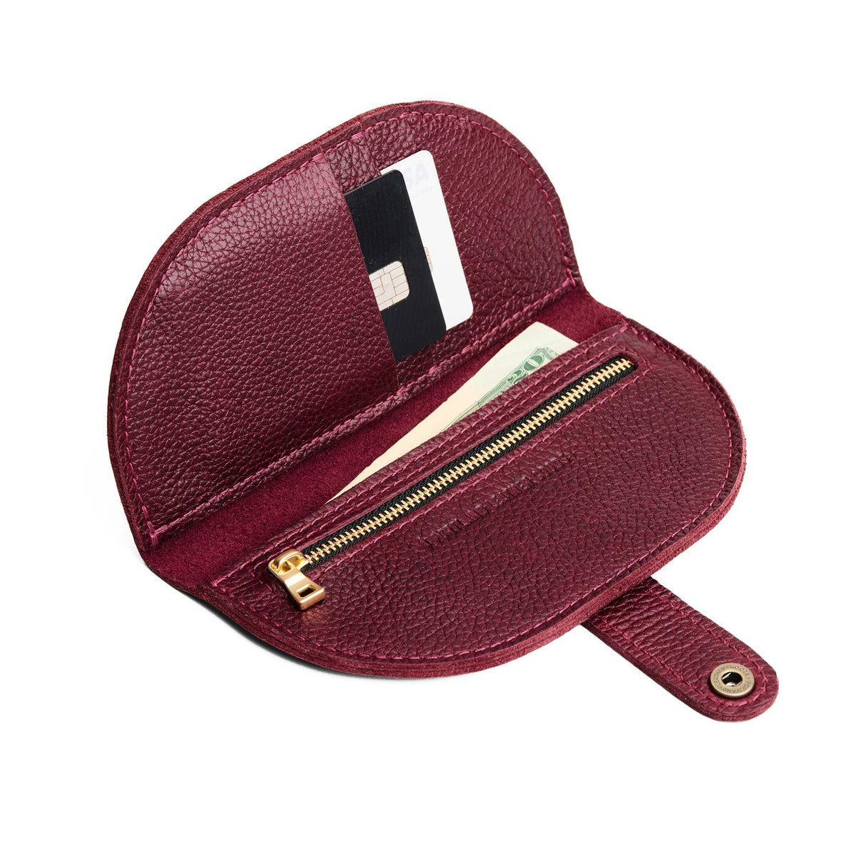 Cabernet | Semicircle bifold wallet with snap closure