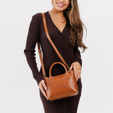 Honey Small | Petite tote purse with structured leather handles and crossbody strap