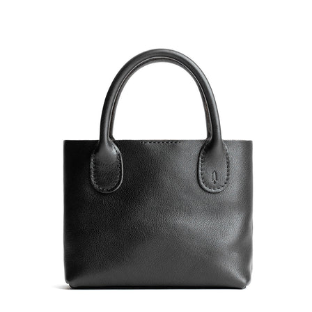 Pebbled--black*Large | Mid-size tote purse with  structured leather handles and crossbody strap