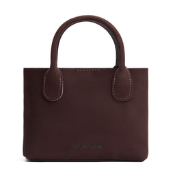 Velvet Brown*Large | Mid-size tote purse with structured leather handles and crossbody strap