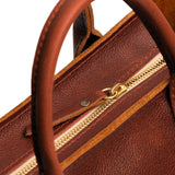 Nutmeg ANY Zipper | Petite tote purse with structured leather handles and crossbody strap