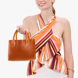 Sienna Small | Petite tote purse with structured leather handles and crossbody strap