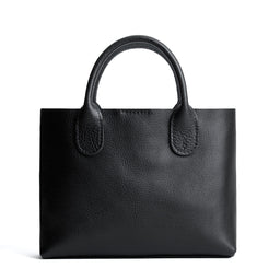 Pebbled--black*Large | Mid-size tote purse with  structured leather handles and crossbody strap