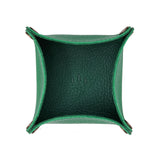 Jolly Green | Square-shaped foldable leather tray with snap-button corners