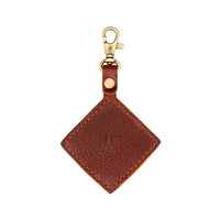 Nutmeg | Diamond shaped leather AirTag holder on a lobster clasp keychain