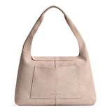 Taupe Large | Slouchy triangle shaped shoulder bag with a flap