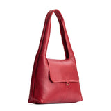 Chili Red Medium | Slouchy triangle shaped shoulder bag with a flap