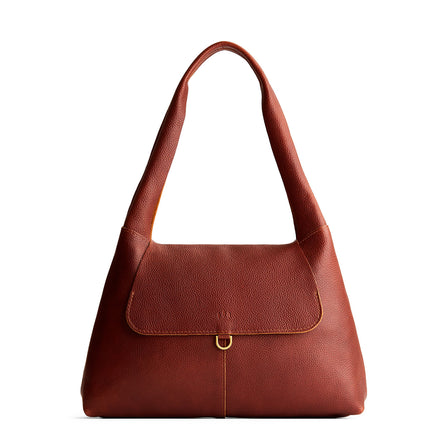 Nutmeg*Medium | Slouchy triangle shaped shoulder bag with a flap