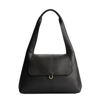 Pebbled--black*Medium | Slouchy triangle shaped shoulder bag with a flap