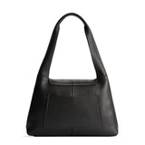 Pebbled--black Medium | Slouchy triangle shaped shoulder bag with a flap
